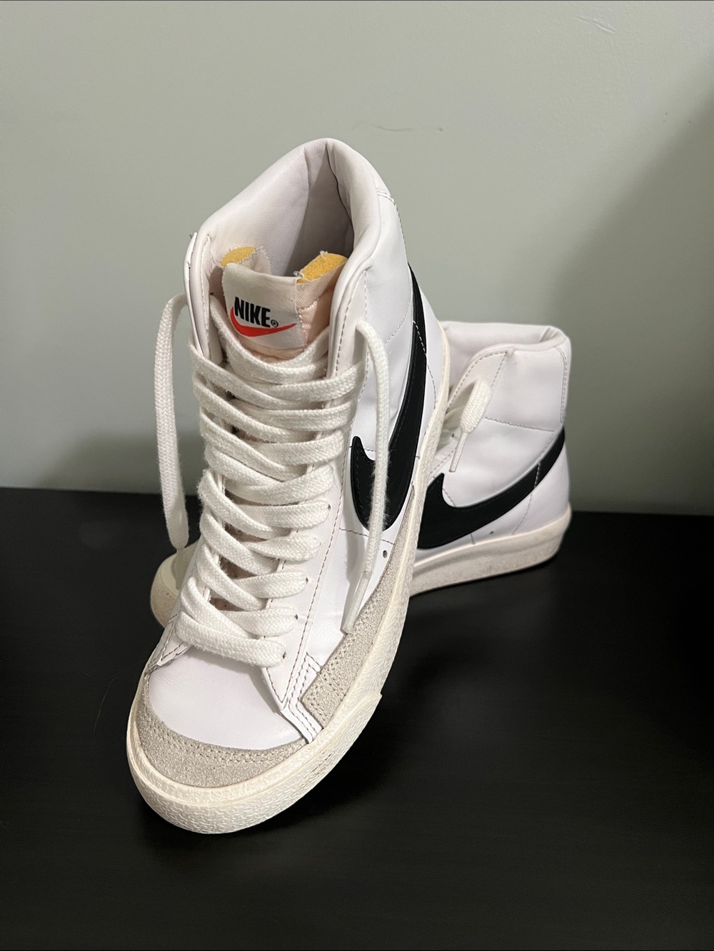 Nike White and Black High-Top Sneakers